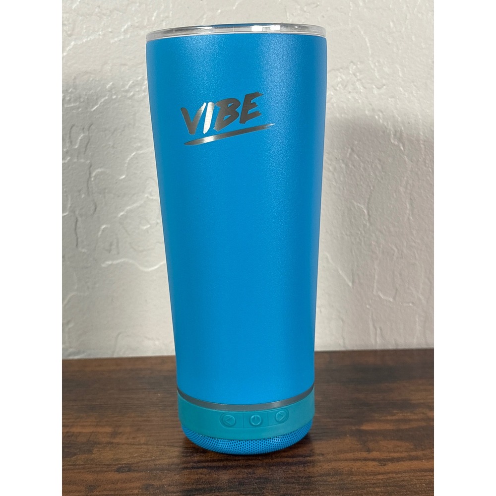 Vibe Tumbler Bluetooth Speaker Blue 18oz Insulated Stainless Steel Travel Mug